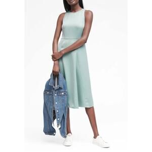 Banana Republic‎ Midi Dress Sleeveless Satin Finish Fit and Flare sz 4 NWT